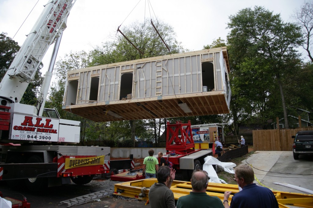 This New Old Green Modular Home was set in one day